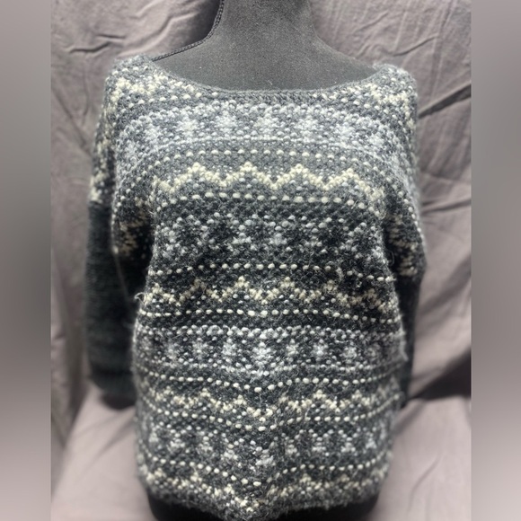 Loft Alpaca Wool Blend Chunky Knit Fair Isle Sweater size M - Picture 2 of 6